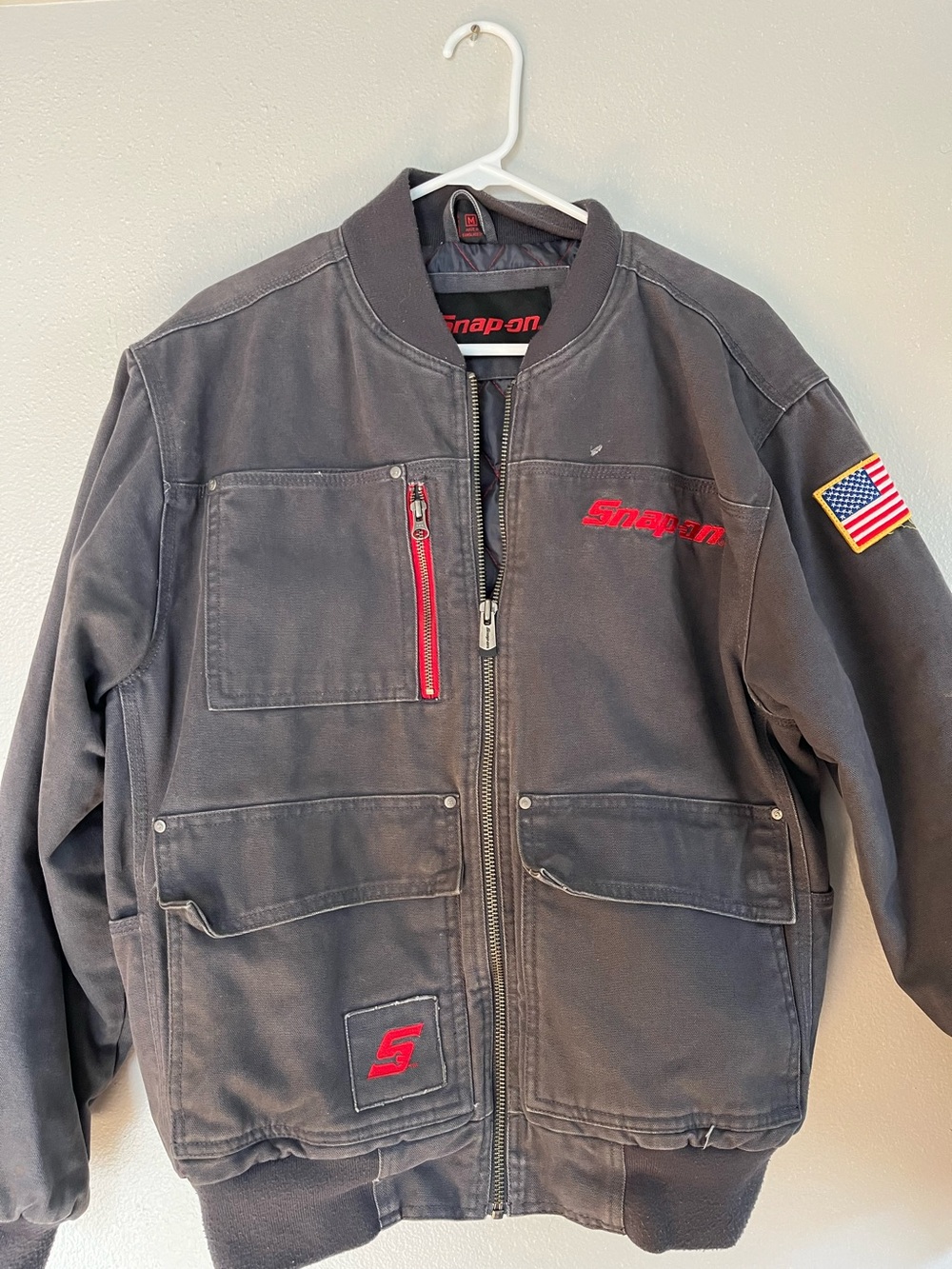 Snap On Tools Men's Black Work Jacket with Red Accents